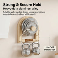 Pot Lid Holder Wall Mount Organiser, No Drill Lid Holder, Small Kitchen Organiser, Aluminium Alloy Rack for Cupboard Storage