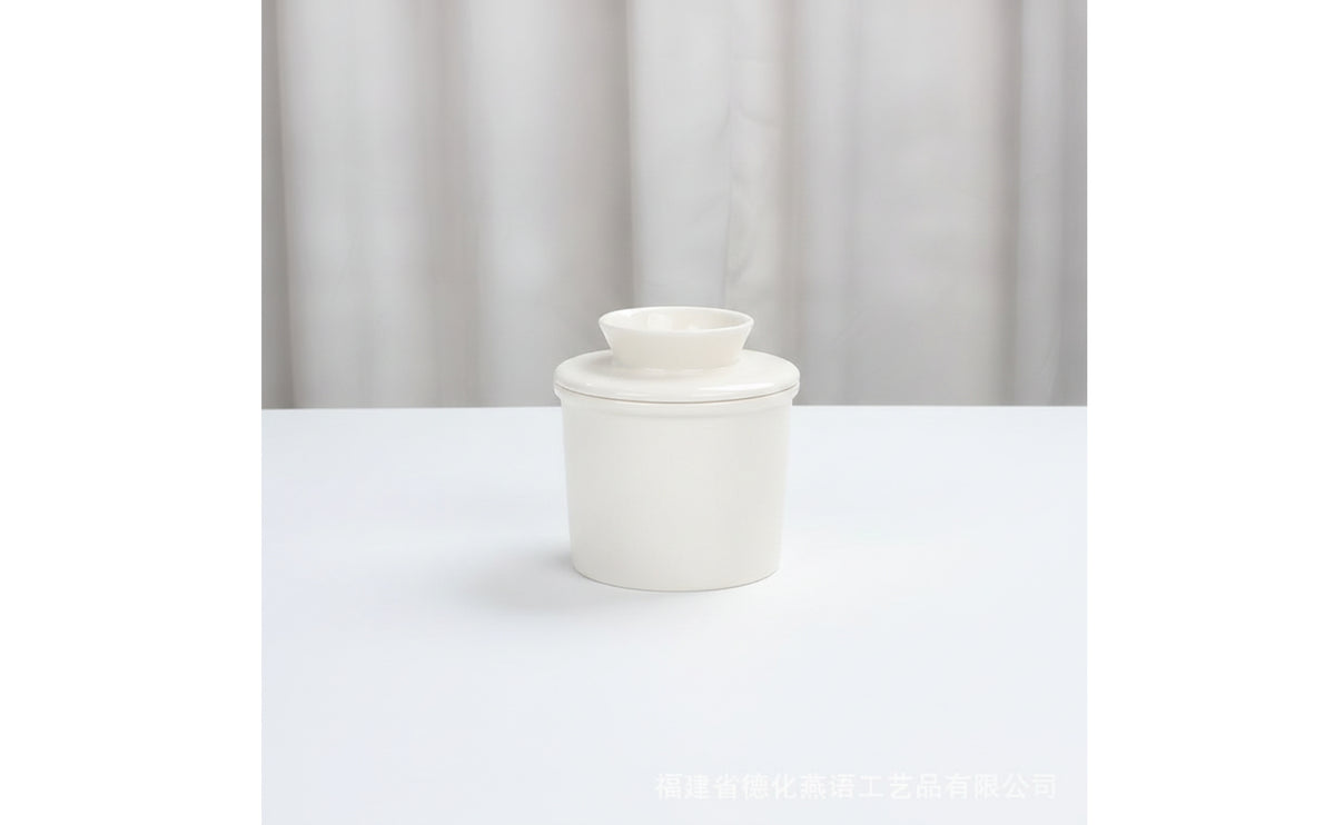 Glazed Ceramic Butter Crock | Glossy, Butter Dish with Lid, for Kitchen Countertop