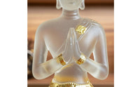 Zen Decor Sitting Buddha Statue Gold Foil Accent Resin Buddha Figurine Handmade Craft House Decoration for Buddhists, Meditation Enthusiasts, Mindful Movement Practitioners, Home Altar, Bookshelf, Office Desk