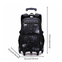 Stair Climbing Academic Pack Waterproof Rolling School Backpack Breathable Shoulder Straps Wheeled Bookbag for Travel
