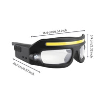Rechargeable Glasses Style Headlamp Lightweight Headlamp with COB Light Bar Compact Wearable Glasses Light Portable for Mechanics, Runners, Repair Work