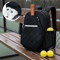 Quilted Pickleball Backpack Large Capacity Sports Paddle Bag Damp and Dry Separation Divided Storage Sports Backpack Shoe Compartment for Outdoor