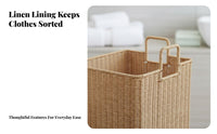 Stylish Design Square Woven-Design Bin Sturdy Tall Woven Container Easy to Clean Laundry Hamper Large Capacity for Hotel Managers, Apartment Dwellers, Bathroom, Bedroom, Dorm Room, Nursery