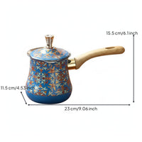 Multi-Purpose Turkish Coffee Pot Stovetop Compatible Cezve Ibrik Pot Food-Grade Material Long Handle Milk Pan Mirror Polished Finish for Home Kitchen, Cafe