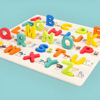 Spanish Wooden Puzzle with 3D Letters Smooth Alphabet Puzzle Board Early Learning Letters Game Hands-on Learning for Classroom