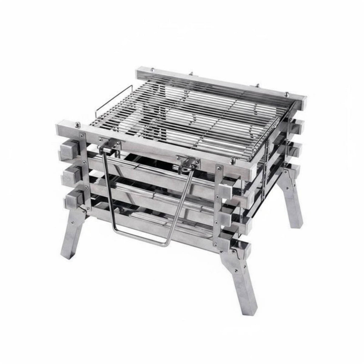 3 Pieces Foldable Stainless Steel Charcoal Grill Multi-Use Folding Charcoal Grill Easy to Clean Stainless Steel Fire Bowl Quick Setup for Campers, Picnic