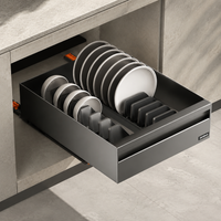 Kitchen Drawer Under Sink Storage Cabinet Slide-Type Dark Gray 1 Tier Silent Rail Metal