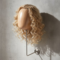 Mannequin Head Display Rack Wood-Grain Wall Mount Hairpiece Stand Reusable Hat Display with Wall Mount for Salons, Boutiques