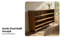 Hardwood Wood Construction Open-Front Tea Cabinet Wabi-Sabi Design Dining Room Credenza Multi-Functional Storage Furniture for Home Decor lovers, Homeowners, Adults, Study, Kitchen, Entryway
