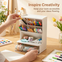 Desk Organizer with Drawer, Angled Pen Holder for Office Desktop Storage, Pencil for Students, Rectangular Stationery