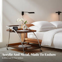 Transparent Design 2-Tier Rolling Trolley Movable with casters Mobile Furniture Space-Saving Utility trolley Multi-Functional for Small Apartment Dwellers, Office Workers, Living Room, Bedroom, Bathroom, Kitchen