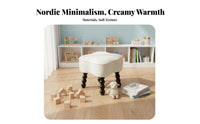 Cream and aesthetic CumulusShaped Ottoman rustic elegance artistic Padded Footstool robust Wood Legs Low Stool Soft Texture for Design lovers, Office Workers, Living Room, Entryway, Homestay, Bedroom