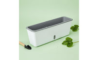 Water Inlet Narrow Balcony Planter Two-in-One-Use Design Self-Watering Planter Long-Lasting Plastic Herb Garden Box Weather Resistant for Beginners, Windowsill, Kitchen
