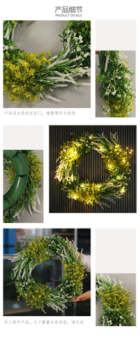 Artificial Green Plant Wreath for Home Decor, Christmas Wreath, Front Door Farmhouse Hanging Decoration, Spring Summer Faux Flower Wreath