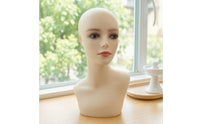 Mannequin Bust with Shoulders Realistic Mannequin Head with Shoulder Skinhead Form Bust with Shoulders for Cosmetologists, Jewelers, Retail Stores