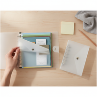 Frosted PP Translucent Loose-Leaf Notebook with Envelope Buckle, 20-Ring Large Capacity