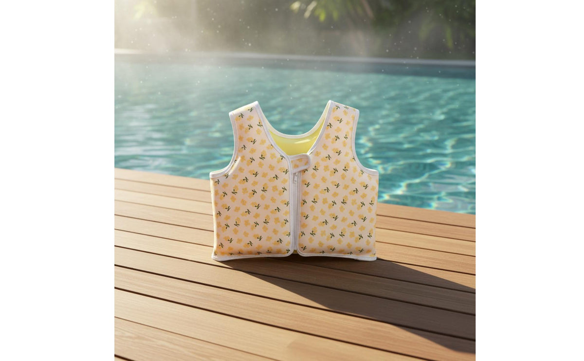 Inflation-Non-Inflation Kids Swim Vest Ruffle Sleeves Kids' Swim Vest Secure Fit for Beginners, Toddlers, Beach