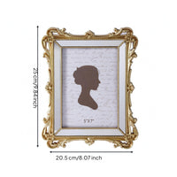White Mat Baroque Photo Frame Clear Front Ornate Photo Frame Rectangular