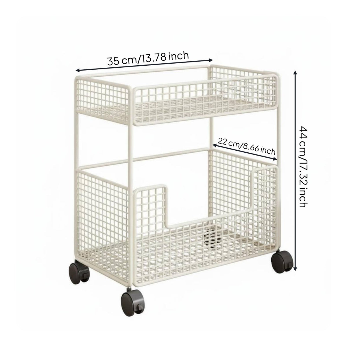 360° Swivel Wheels Fruit Vegetable Storage Cart Heavy-Duty Rolling Vegetable Rack Lockable Casters Rolling Kitchen Cart Rust-Proof for Pantry