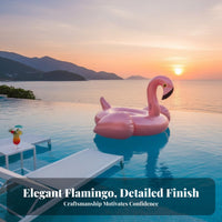 Rose Gold Inflatable Flamingo Thick Material Inflatable Flamingo Rideable Thickened PVC Large Animal Floatie for Adults, Beach, Lake