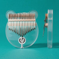 Crystal-Style Bear-Shaped Thumb Piano Fitted Case Transparent Acrylic Kalimba Metal Tines Bear Kalimba for Carrying, Storage