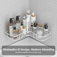 Space-Saving Design Adhesive Corner Shelf Drilldrill-Less Installation Bathroom Accessory No Drilling Storage Rack Strong Load-Bearing for Homeowners, Students, Families, Powder Room, Kitchen