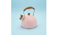 Hammered Whistling Kettle Resistant Tea Kettle with Wood-Grain Handle Fast-Heating for Stovetop, Kitchen