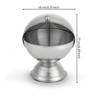 Silver-Toned Stainless Steel Storage Jar Round Jar with Flip-Top Lid Sturdy Spherical Storage Container Modern for Countertop