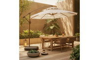Cantilever Umbrella with Wheeled Base Commercial Offset Patio Umbrella with Light Heavy-Duty for Restaurants, Cafes, Patios, Terraces, Storefronts