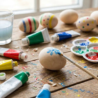 Solid Wood Simulation Egg Ready to Paint Easter Artistic Egg Pretend Play Kitchen Accessory for Parents, Adults, Classroom Activities, Art Class