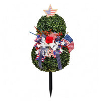 Red White Blue Patriotic Topiary Festive Stake-Mounted Garden Topiary Decorative Accents Patriotic Yard Decoration Low Maintenance for Porch