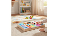 Educational Piano Busy Board Child-Safe Wood Wooden Piano Board Develops Fine Movement Skills Musical Sensory Toy Enhances Hand-Eye Coordination for Toddlers