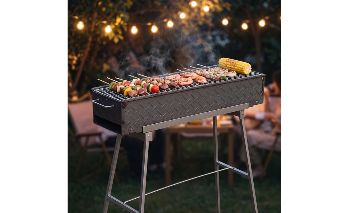 Charcoal Skewer Grill Elevated Grill with Stand Outdoor Portable for Campers, Camping