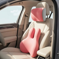 2 Pieces Ergonomic Headrest and Support Pillow Set Pressure Relief Neck and Back Support Pillow Supportive Back Cushion with Headrest Comfortable for Drivers, Office Workers, Commuters, Car Seat, Long Drives