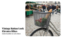 Foldable Imitation Rattan Bike Basket Easy to Install Plastic Bike Basket Lightweight for Commuting