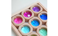 15 Pieces Translucent Gem Block Fine Motor Skills Wooden Gem Blocks Sunlight Rainbow Effect Acrylic Color Blocks for Young Children