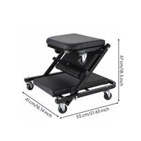 Folding Technician Stool Heavy-Duty Steel Frame Rolling Technician Stool Full Rotation Casters Creeper Seat for Mechanics
