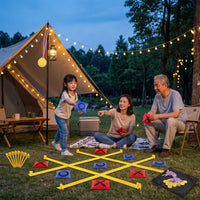 Portable Tic-Tac-Toe with Bean Bags Sturdy Outdoor Noughts and Crosses Toe Set Tear-Resistant Bean Bag Toss Set Washable for Backyard