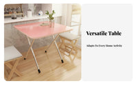 Space-Saving Foldable Dining Table Multi-Purpose Small Square Folding Table Stable Structure Simple Study Desk Long-Lasting for Students, Families, Party Hosts, Dormitory, Bedroom, Living Room, Kitchen