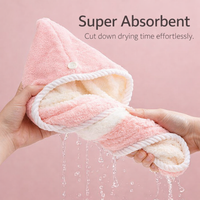 Fleece Drying Towel Turban for Women, Double Layer Super Absorbent Wrap for Adults, Post Bath Rapid Cap