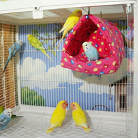 Pink Cartoon Canary Nest and Thermal Nest, Thick Textile Parrot Warming Bed for Parakeets, Hanging or Standing Winter Breeding House Hut