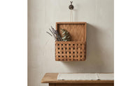 Woven Wall Basket Hanging Rope Wooden Storage Basket Handcrafted