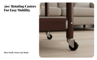 With Wheels Rolling Organizer Table Multi-Functional Convertible Rolling Table Space-Saving Design Nightstand 360-Degree Casters for Apartment Dwellers, Homeowners, Distant Workers, Living Room, Balcony, Bedroom, Home Office
