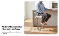 Bauhaus Aesthetic Bar Stool with Backrest Built-in Footrest Padded Cylindrical Frame Stool Designer Inspired Counter Chair Cushioned Seat and Back for Cafe Owners, Homeowners, Adults, Kitchen Island, Restaurant, Dining Room, Office