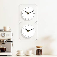 Modern Minimalist Wall Clock with Dual Quartz Movement, Silent, Multi-Time Zone, Acrylic, for Commercial Spaces