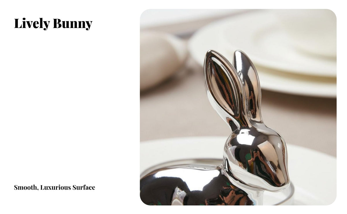 Hare Napkin Holder Festive Crafted Metal Easter Bunny Napkin Holder Elegant Table Decor Metal Hare Easter Decoration for Families, Celebration