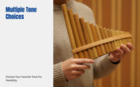 Bamboo Pan Flute, 22 Tubes, G/F/C Key, Upright Blow, Professional Ethnic Instrument for Adults and Students