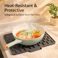 Silicone Draining Mat with Raised Edge for Kitchen Sink, Counter for Home Cooks, Heat Resistant Non Slip