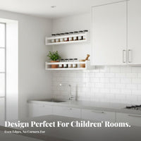 Child-Safe Design Nursery Bookshelf Space-Saving Floating Picture Ledge Safety Front Wall Shelf Rounded Edges for Children, Homeowners, Playroom, Kitchen, Bedroom, Living Room
