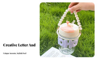 Heat and Cold Resistant Glass Straw Cup with Pearl Handle Aesthetic Design Portable Glass Cup with Letter Sleeve Reusable for Students, Home